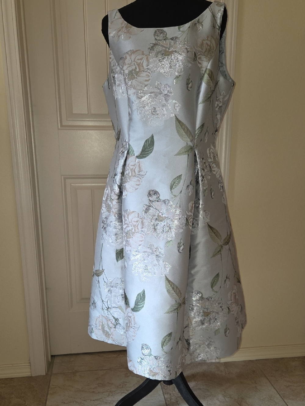 Adrianna Papell Metallic Floral Print Dress, Size 12